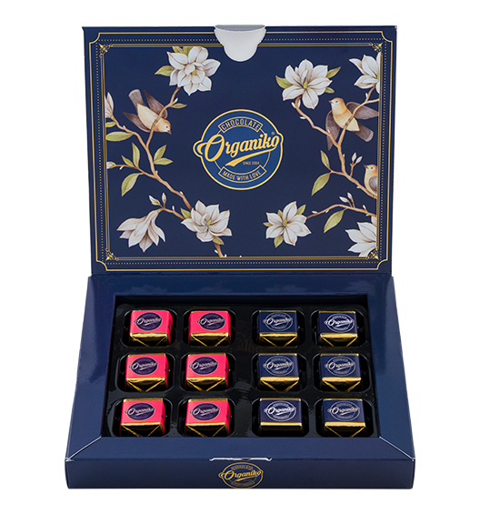 Bio Vollmilch- und Zartbitterschokolade Haselnusspralinen